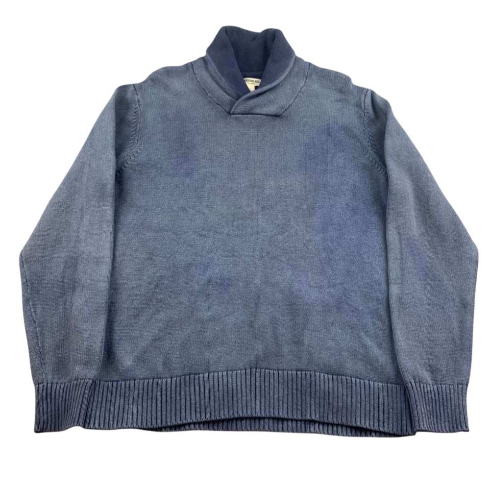 Goodthreads Sweater Men L Shawl Collar Pullover Blue Indigo Wash Cotton‎ Knit